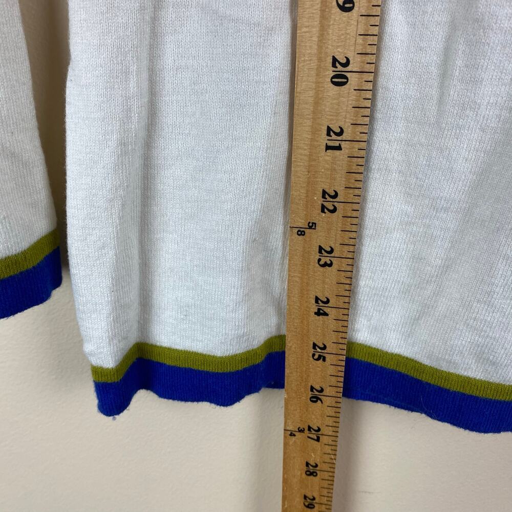 Banana Republic White Cardigan Preppy Contrast Trim CottonBlend Academia Sweater - Picture 6 of 7